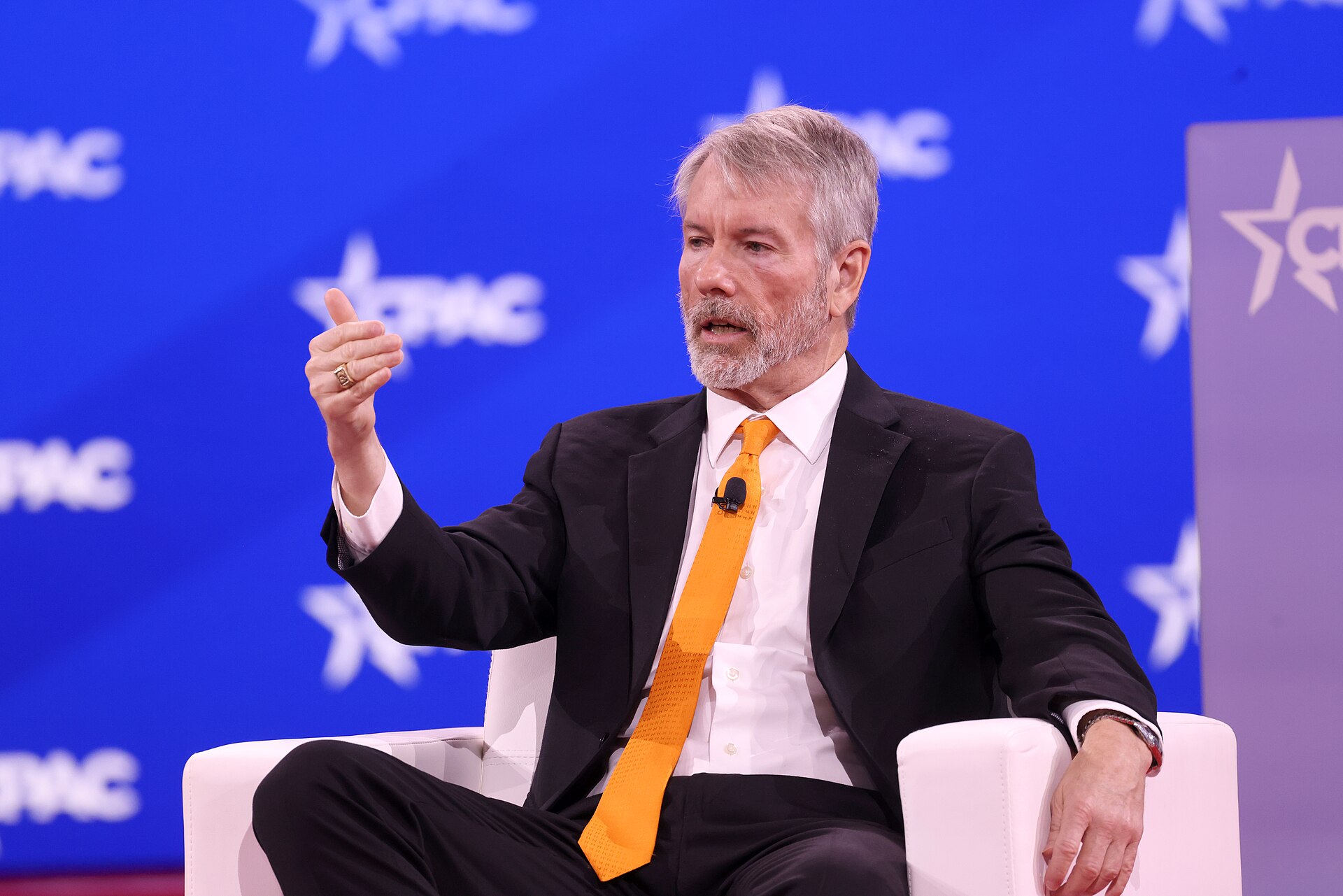 Michael Saylor, presidente ejecutivo de Strategy, durante una intervención pública